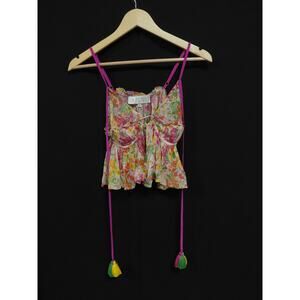 LA FUORI Silk Floral Top Lightweight Sleeveless 100% Silk Women Size S